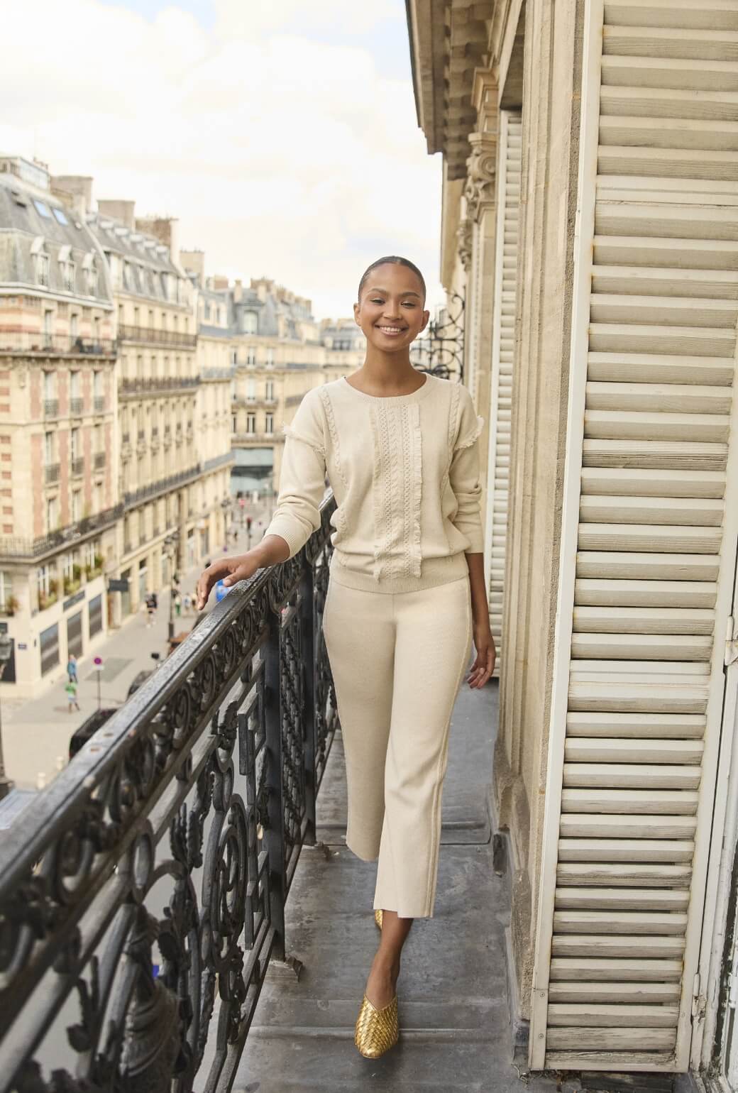 The Bee Pant - Ivory Knit - BURU