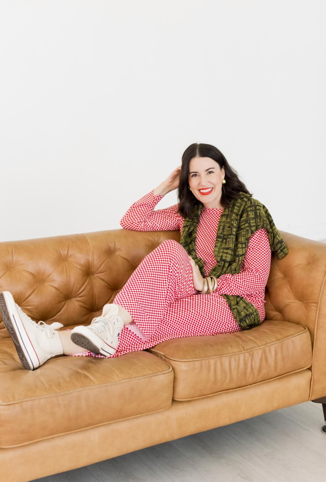 Buru x Val Crew Neck Tee - Red & White Checkerboard - BURU