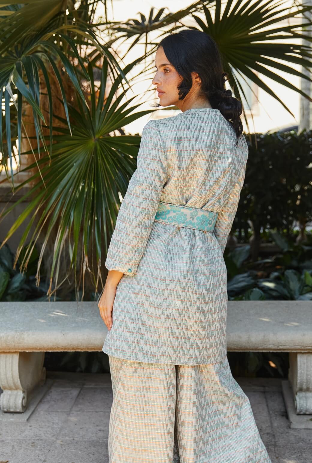 Walking Coat - Aqua Channels Brocade - BURU