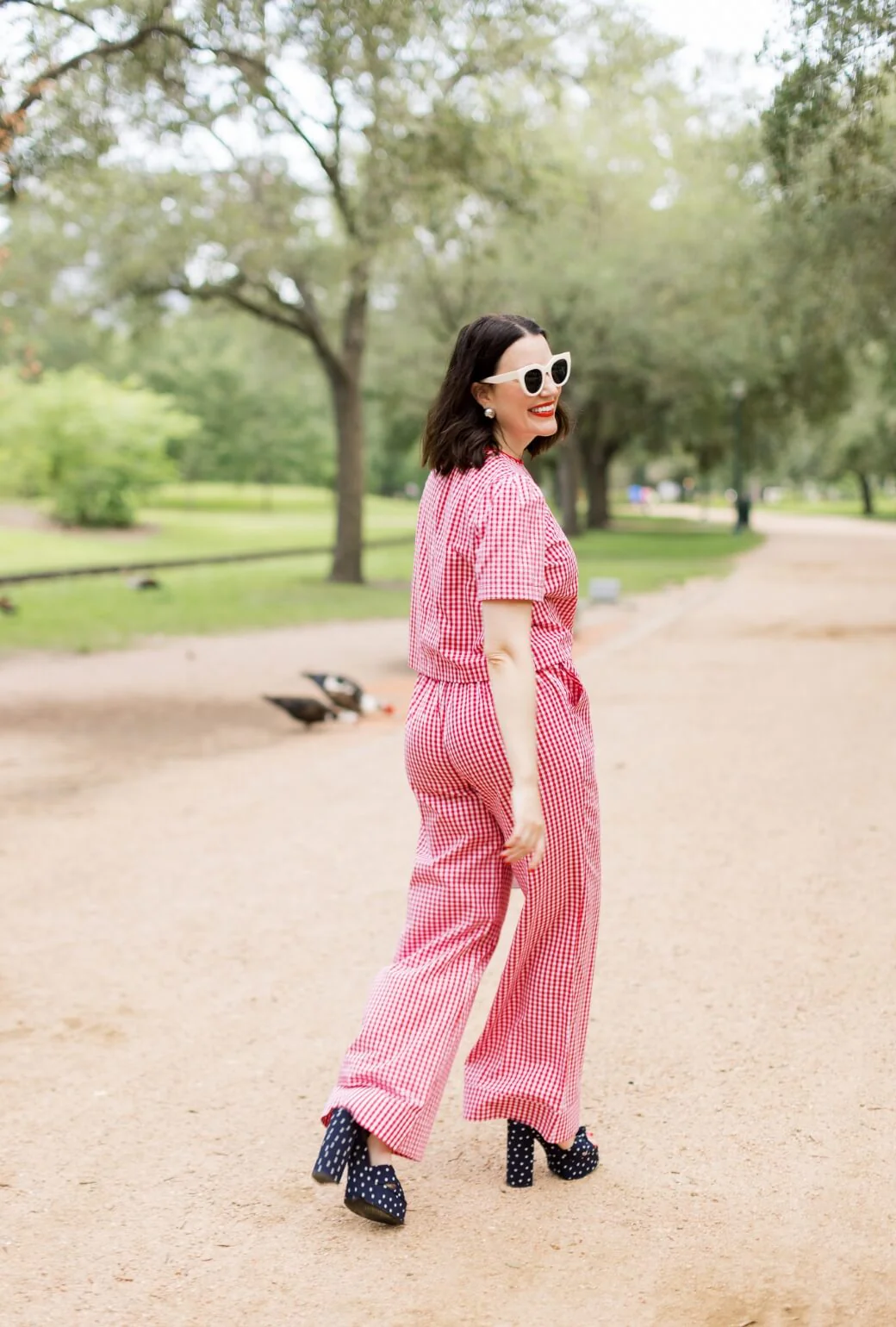 Buru x Val Hepburn High Rise Trousers - Red Gingham - BURU