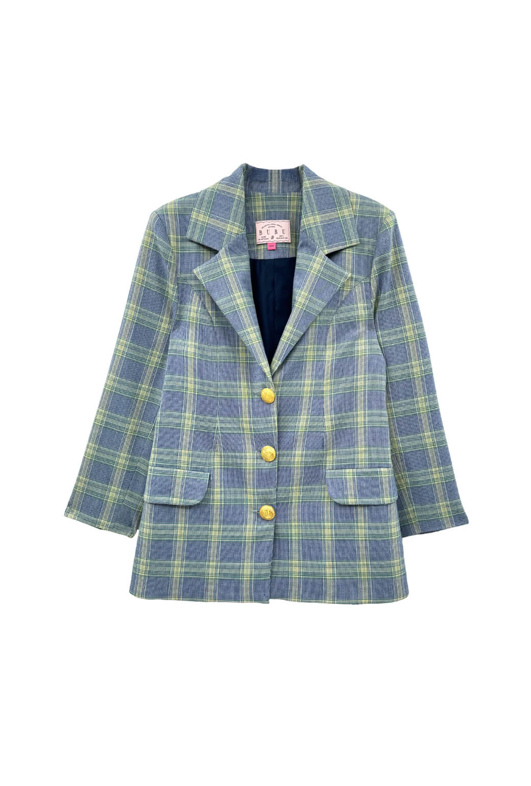 Boyfriend Blazer - Blue & Green Plaid - BURU