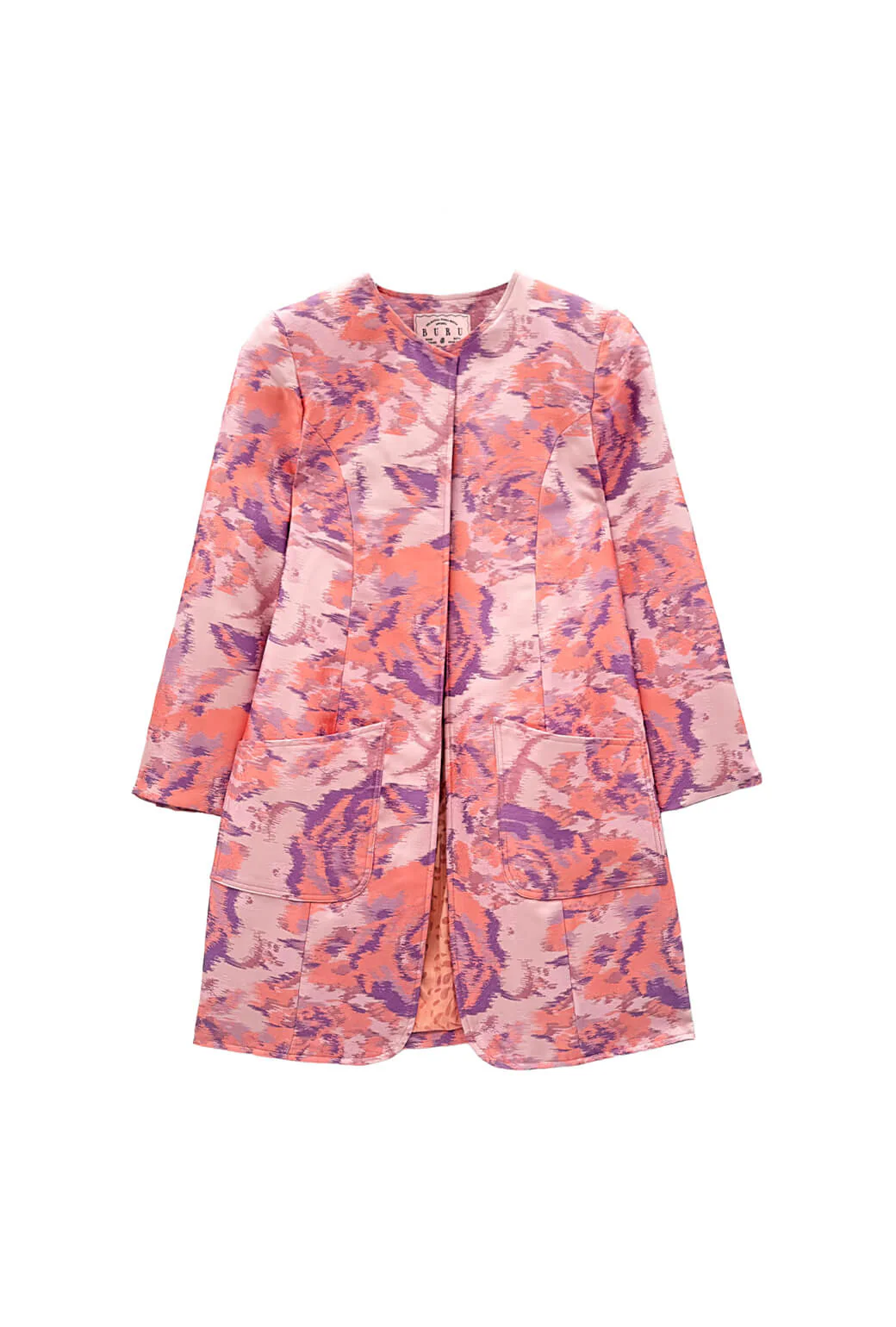 Buru x Old Soul Etiquette Walking Coat - Lilac Abstract Flamestitch - BURU