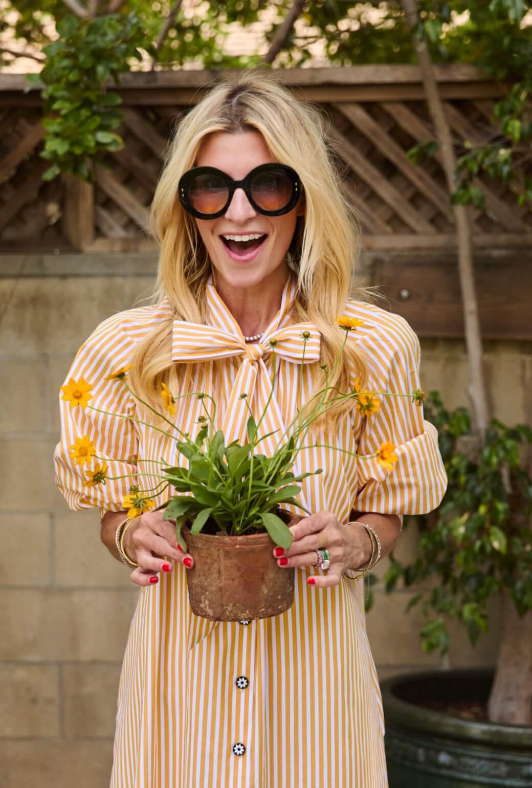 Bow Housecoat - Marigold Stripe - BURU