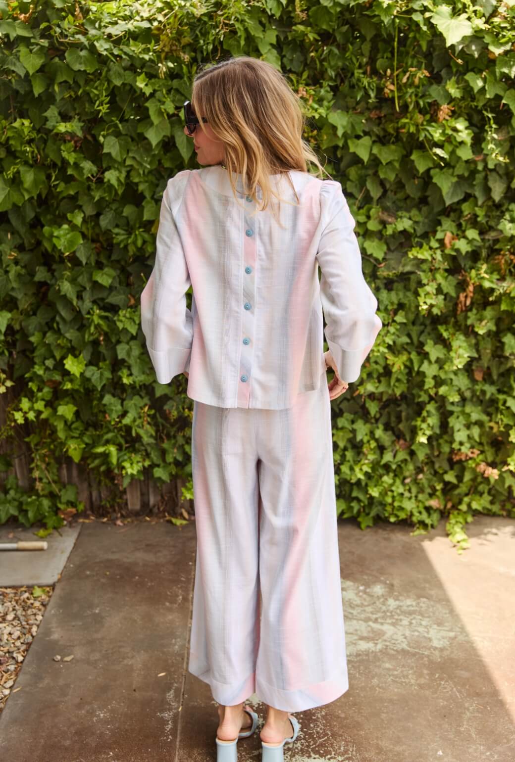 Wide Leg Trouser - Lake Stripe - BURU