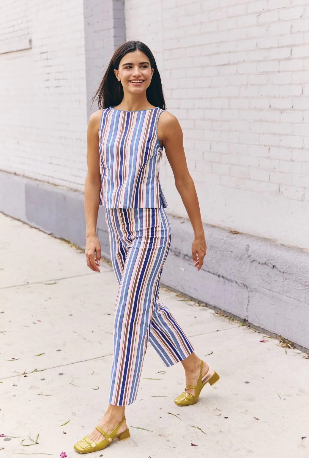 The Farrow Top - Brown Stripe Twill - BURU