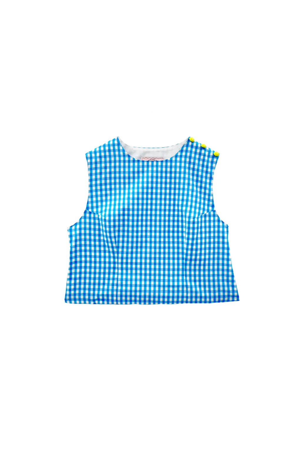 Button Box Top - Turquoise Gingham - BURU