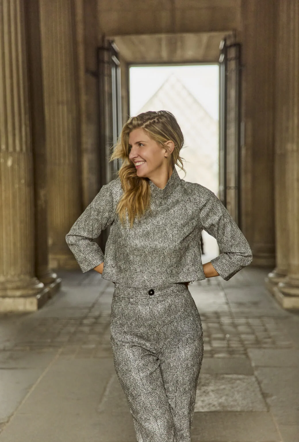 Buru x Anna Kloots Cropped Cigar Pant - Silver Shimmer - BURU