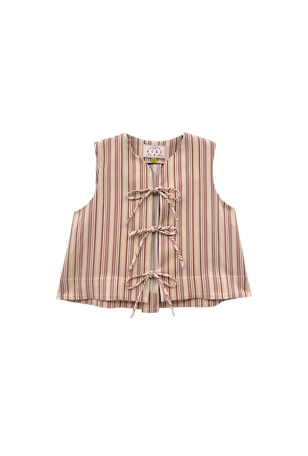 The Fife Vest - Poppy and Brown Stripe - BURU