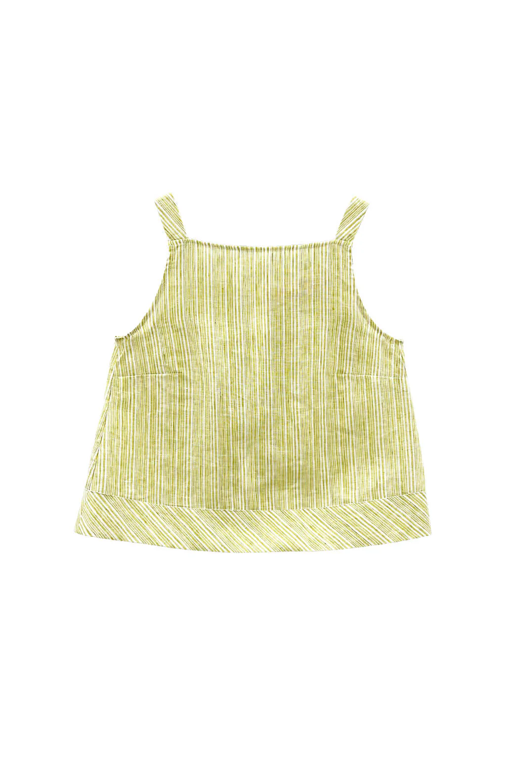 The Stokes Swing Top - Green Linen Stripe - BURU