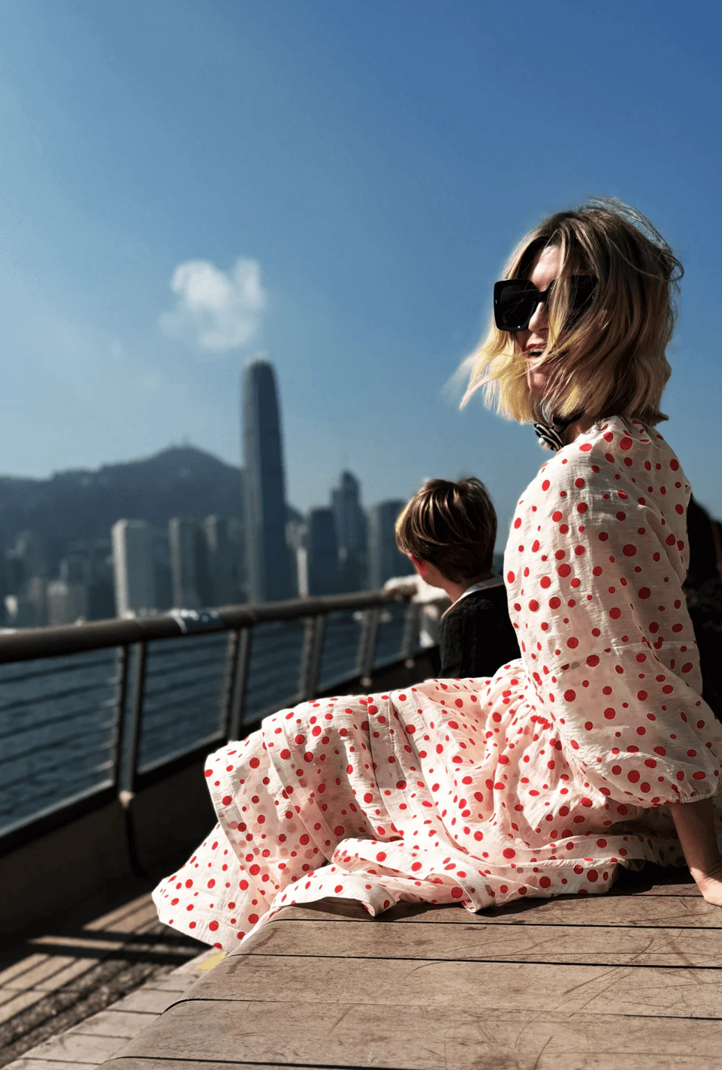 Balloon Sleeve Bustier - Flocking Dot - BURU