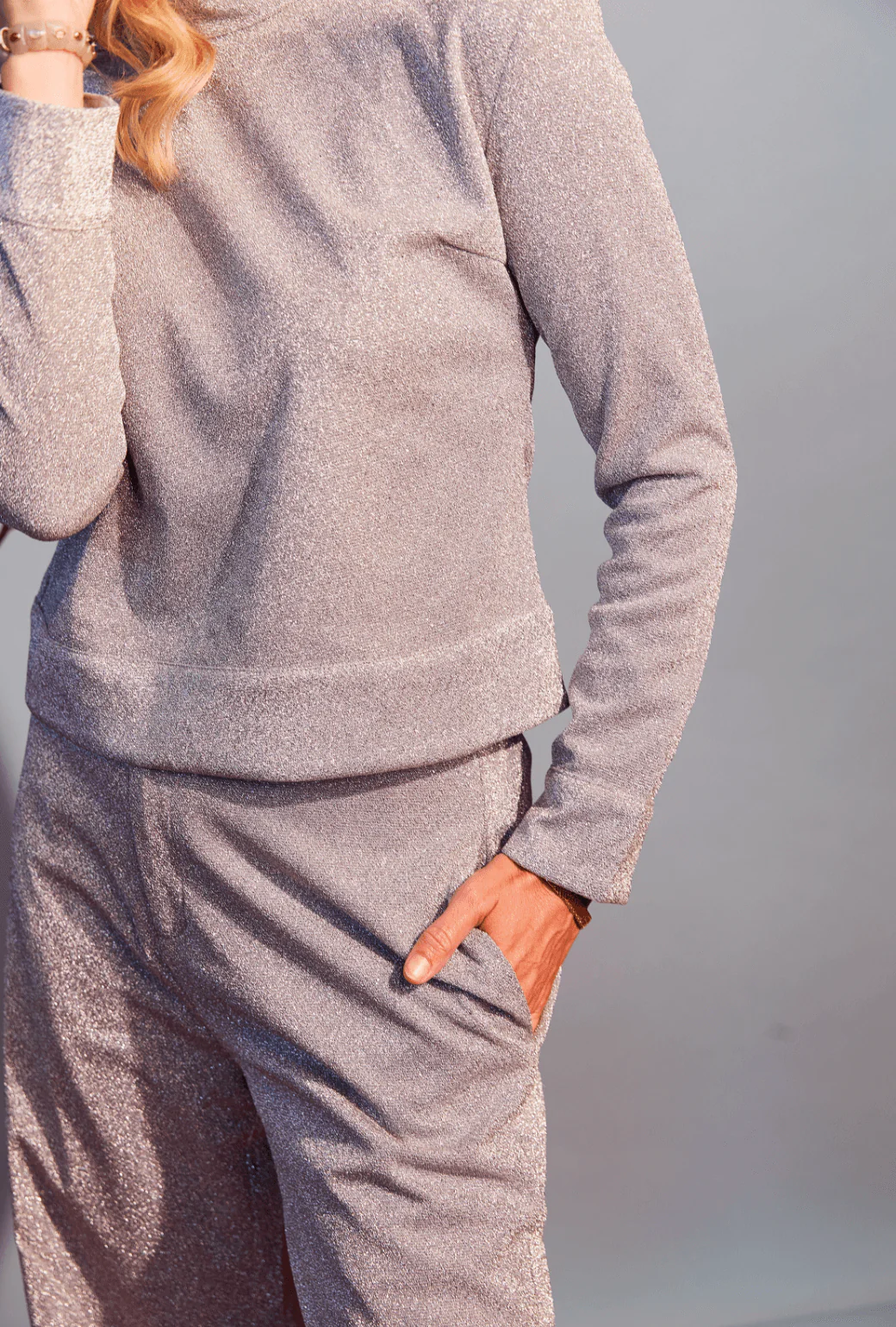Sparkle Turtleneck Long Sleeve - Silver - BURU