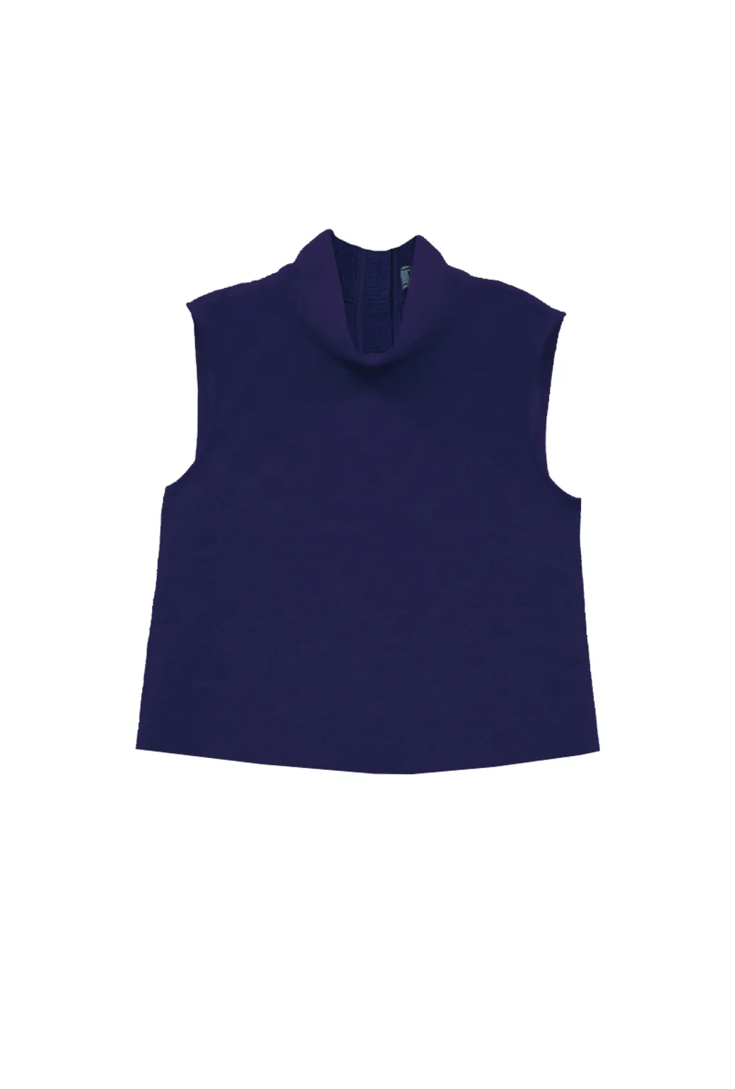 Cropped Sleeveless Mod Top - Navy Faille Knit - BURU