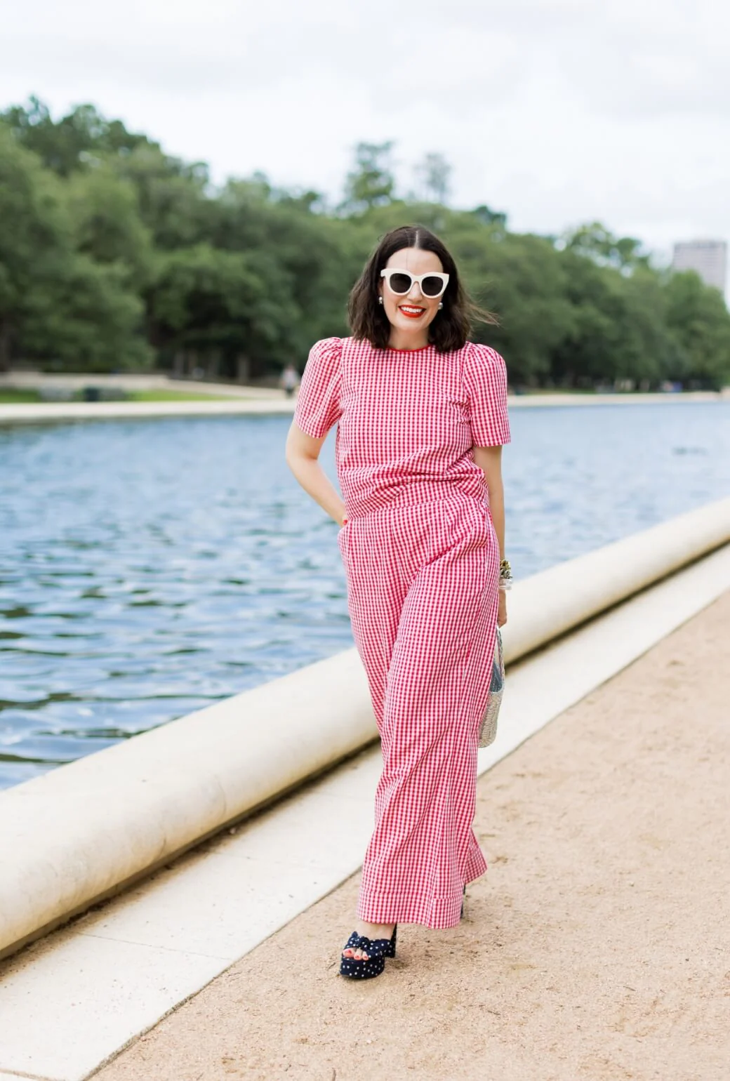 Buru x Val Hepburn High Rise Trousers - Red Gingham - BURU