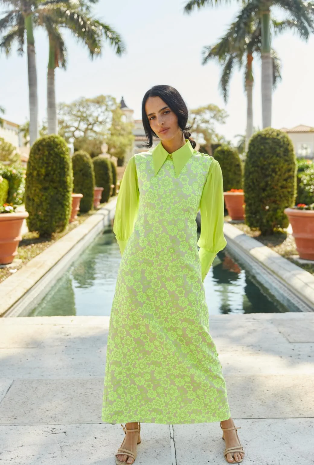 Jackie Dress Tea Length - Lemon Brightline - BURU