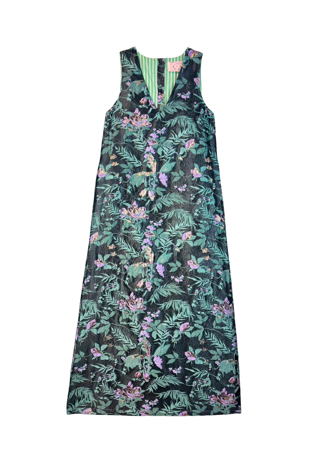 Le V Gown - Sage & Lilac Brocade - BURU