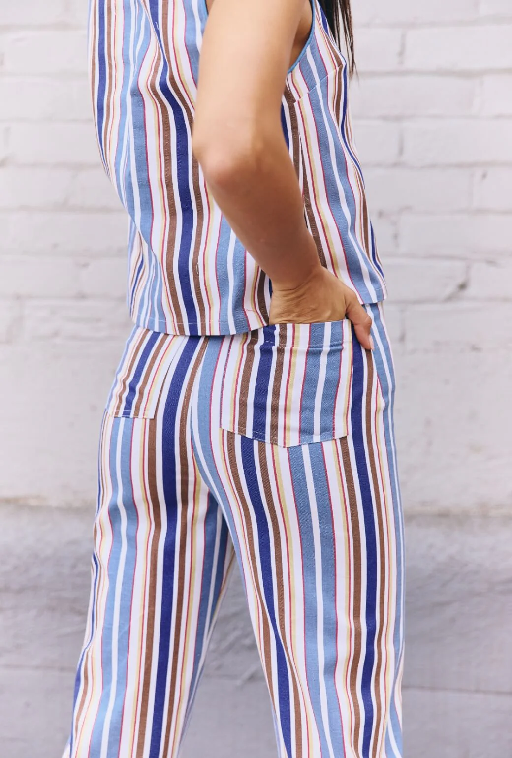 The Charlie Pant - Brown Stripe Twill - BURU