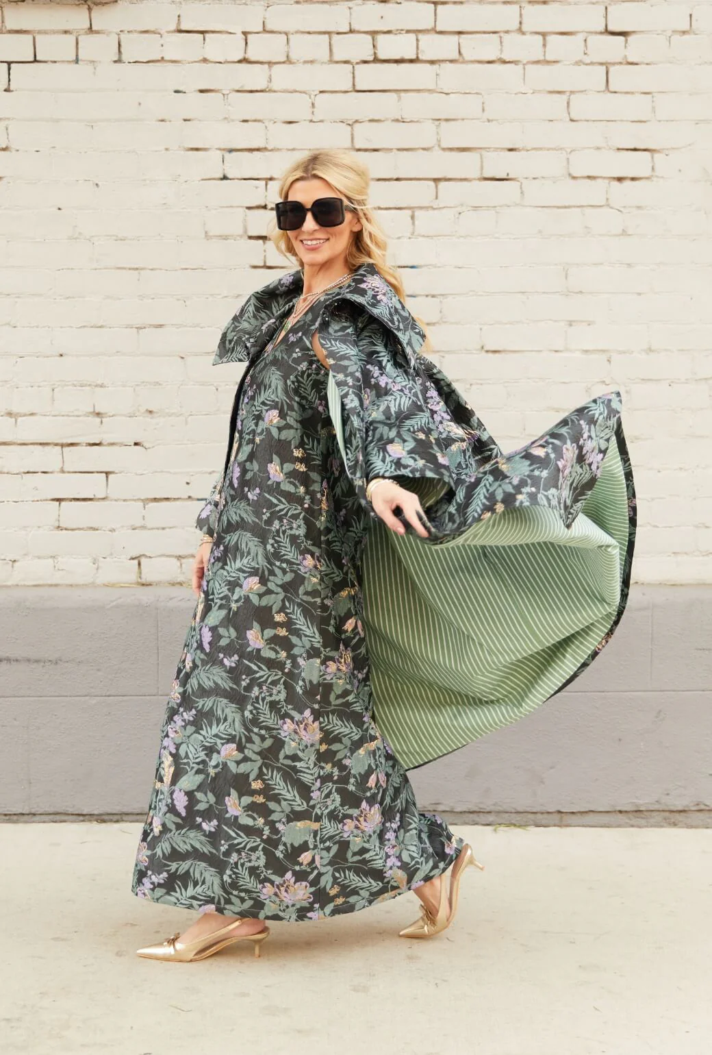 The Grace Coat - Sage & Lilac Brocade - BURU