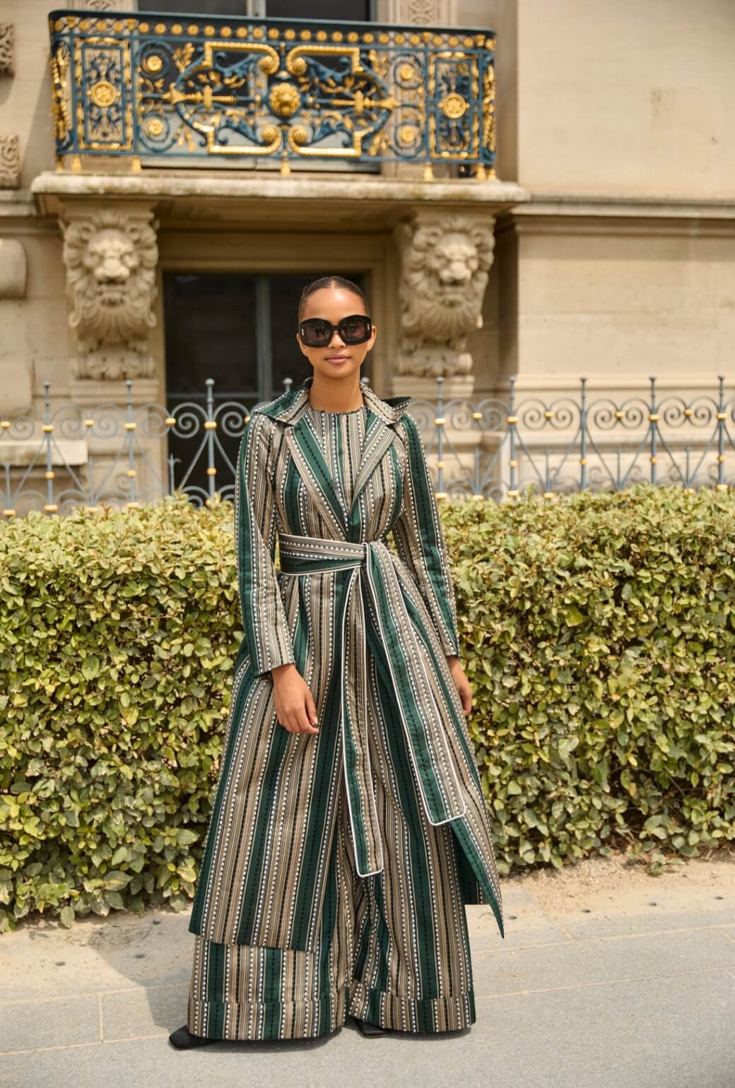 The Royale Jumpsuit - Green Embroidered Silk - BURU