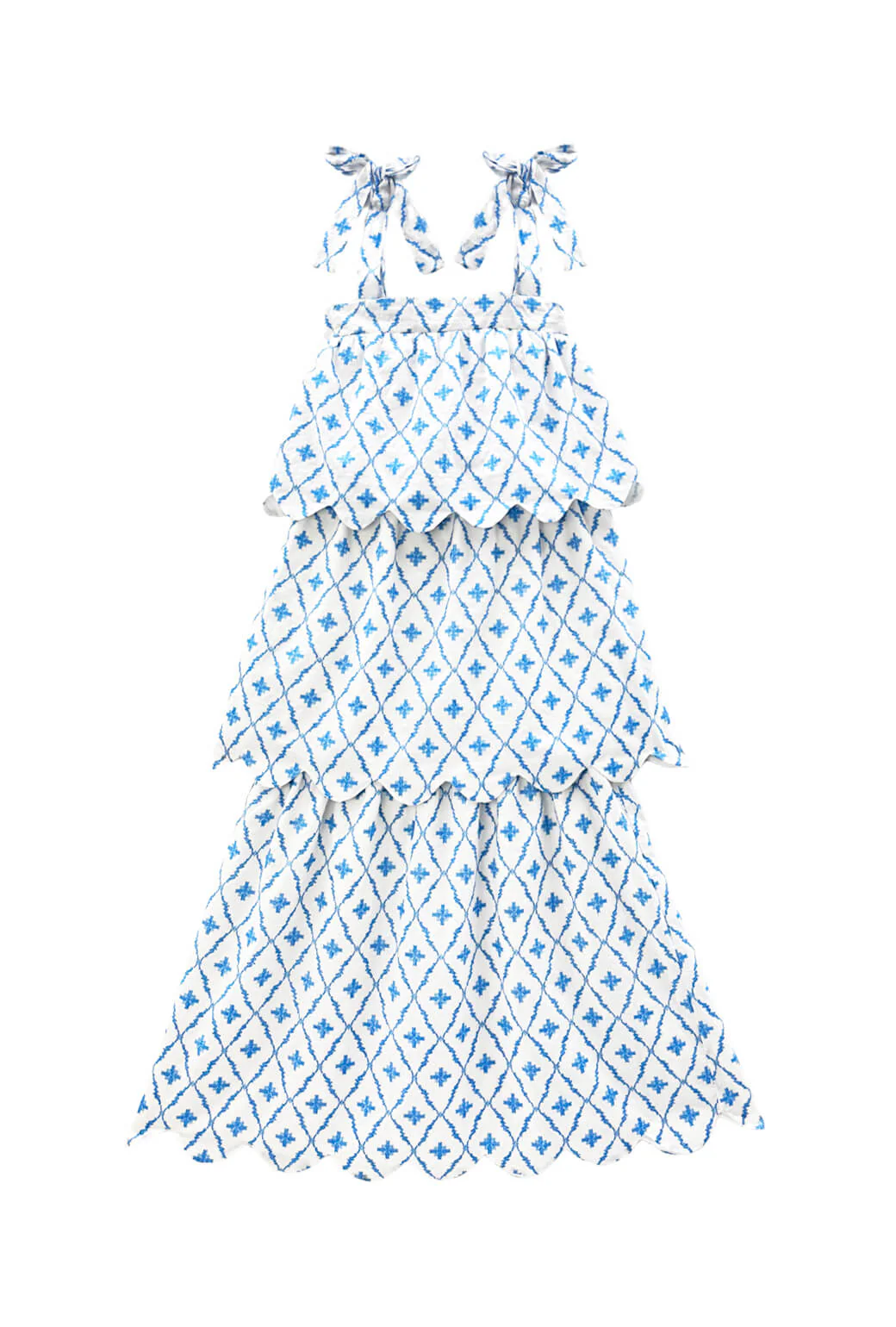 Buru x Kristin Kennedy Scallop Tier Dress - White - BURU