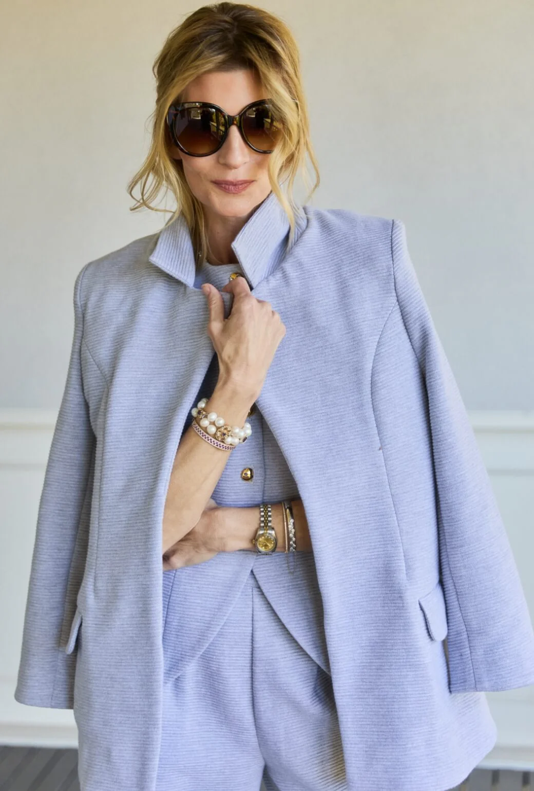 Boyfriend Blazer - Grey Ottoman Rib - BURU