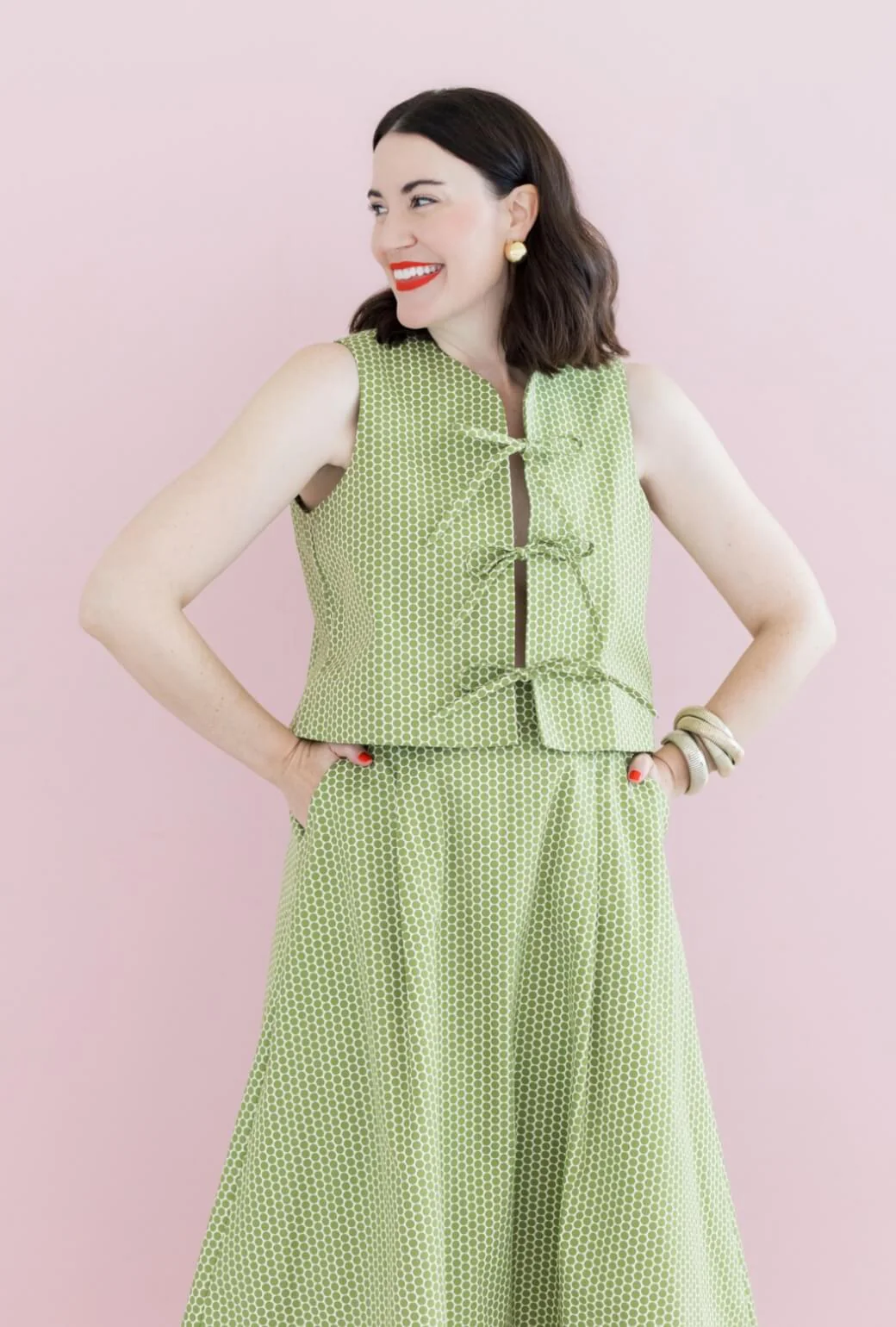 Buru x Val The Fife Vest - Green Polka Dot - BURU