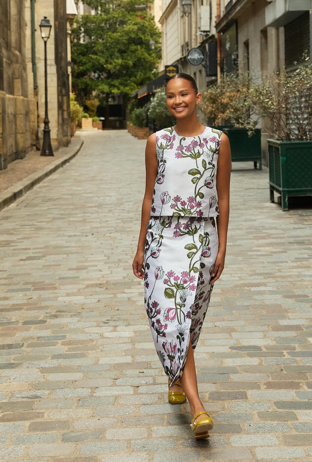 The Whitney Wrap Skirt - Pewter Vines - BURU