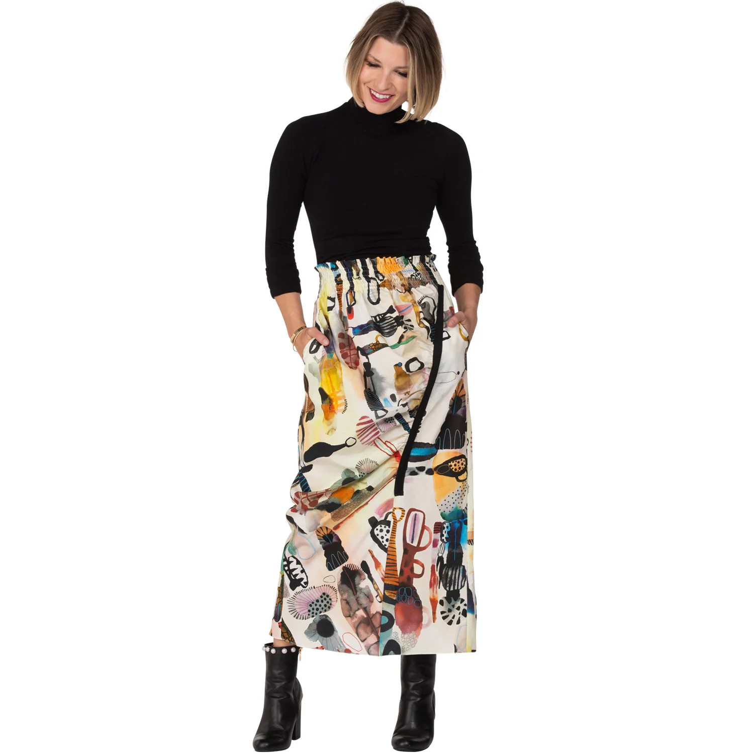 Long Sleeve Mock Turtleneck - Black - BURU