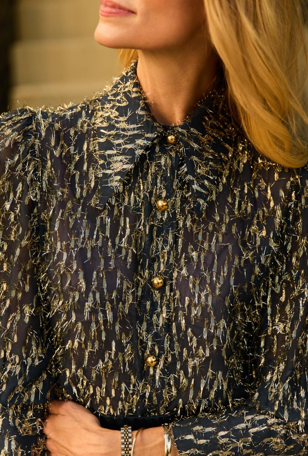 Skipper Blouse - Navy Metallic - BURU