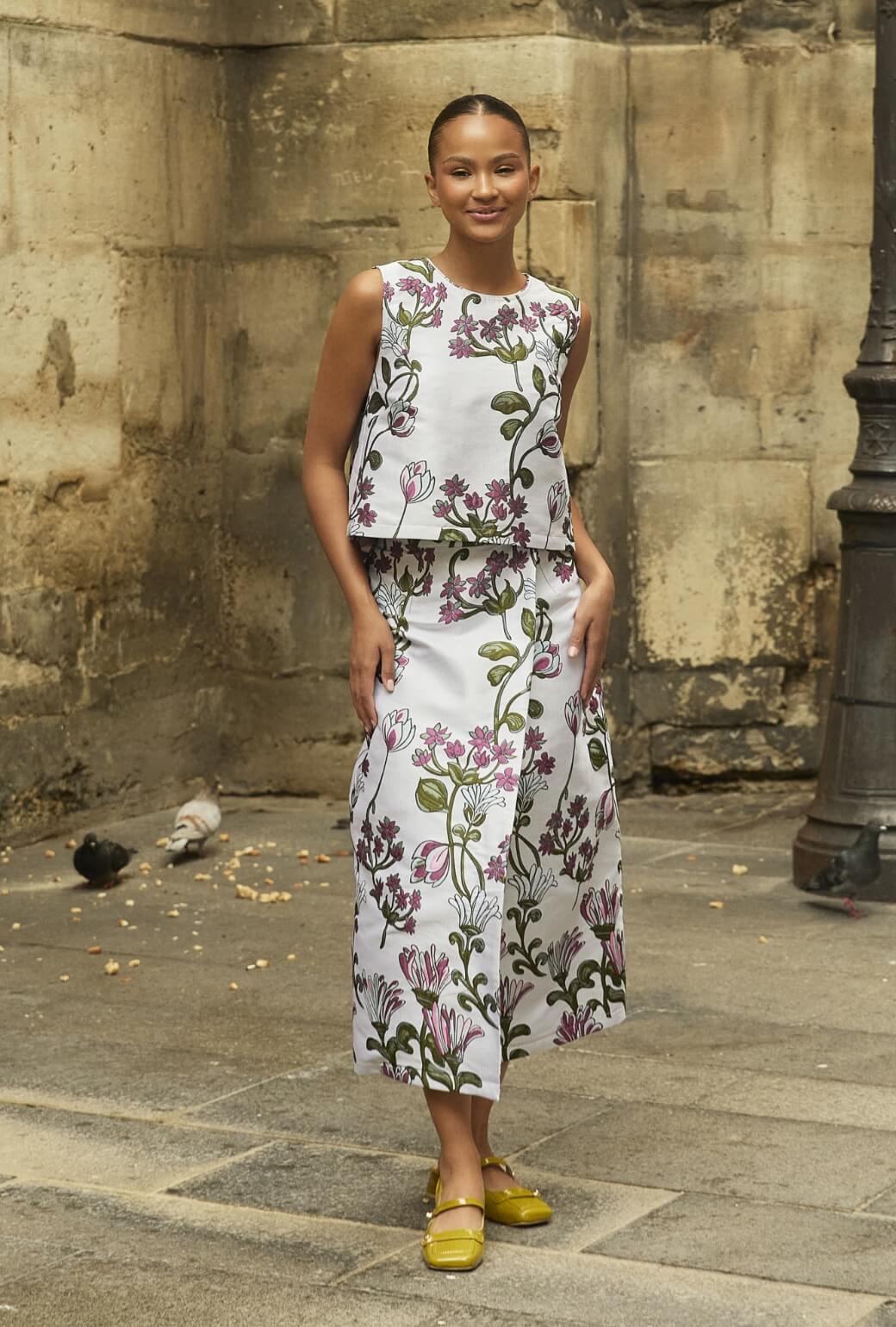 The Whitney Wrap Skirt - Pewter Vines - BURU