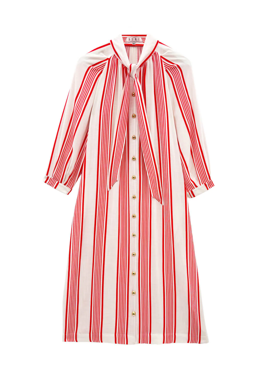 Buru x Val Bow Housecoat - Red & White Stripe - BURU