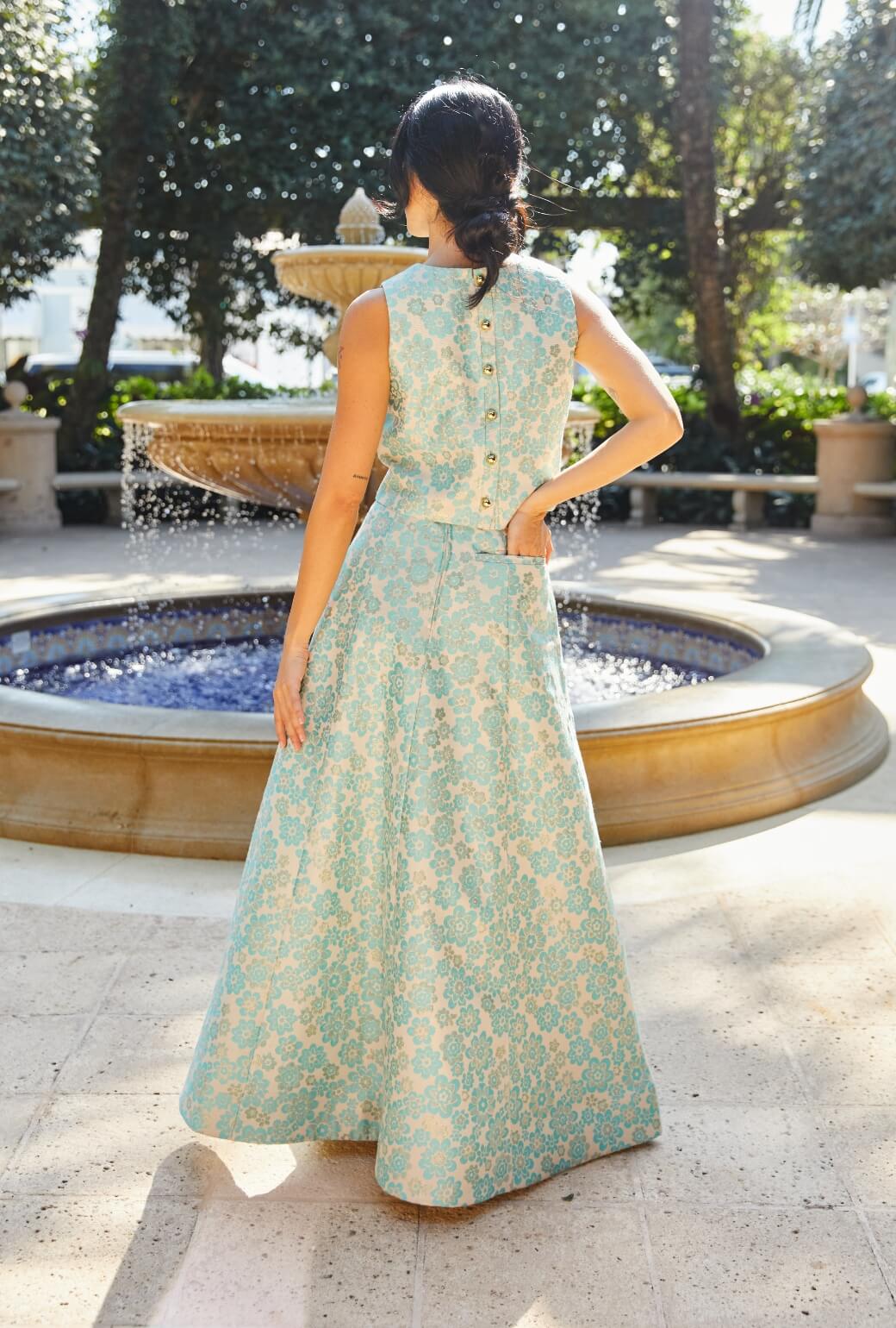 Guest Skirt - Aqua Brightline - BURU