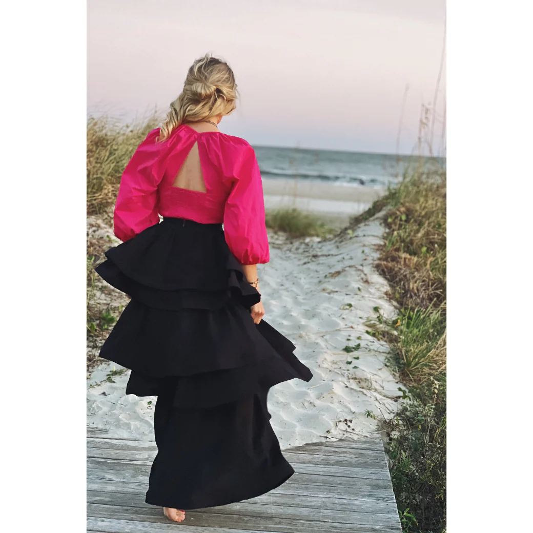 Balloon Sleeve Bustier - Fuchsia - BURU