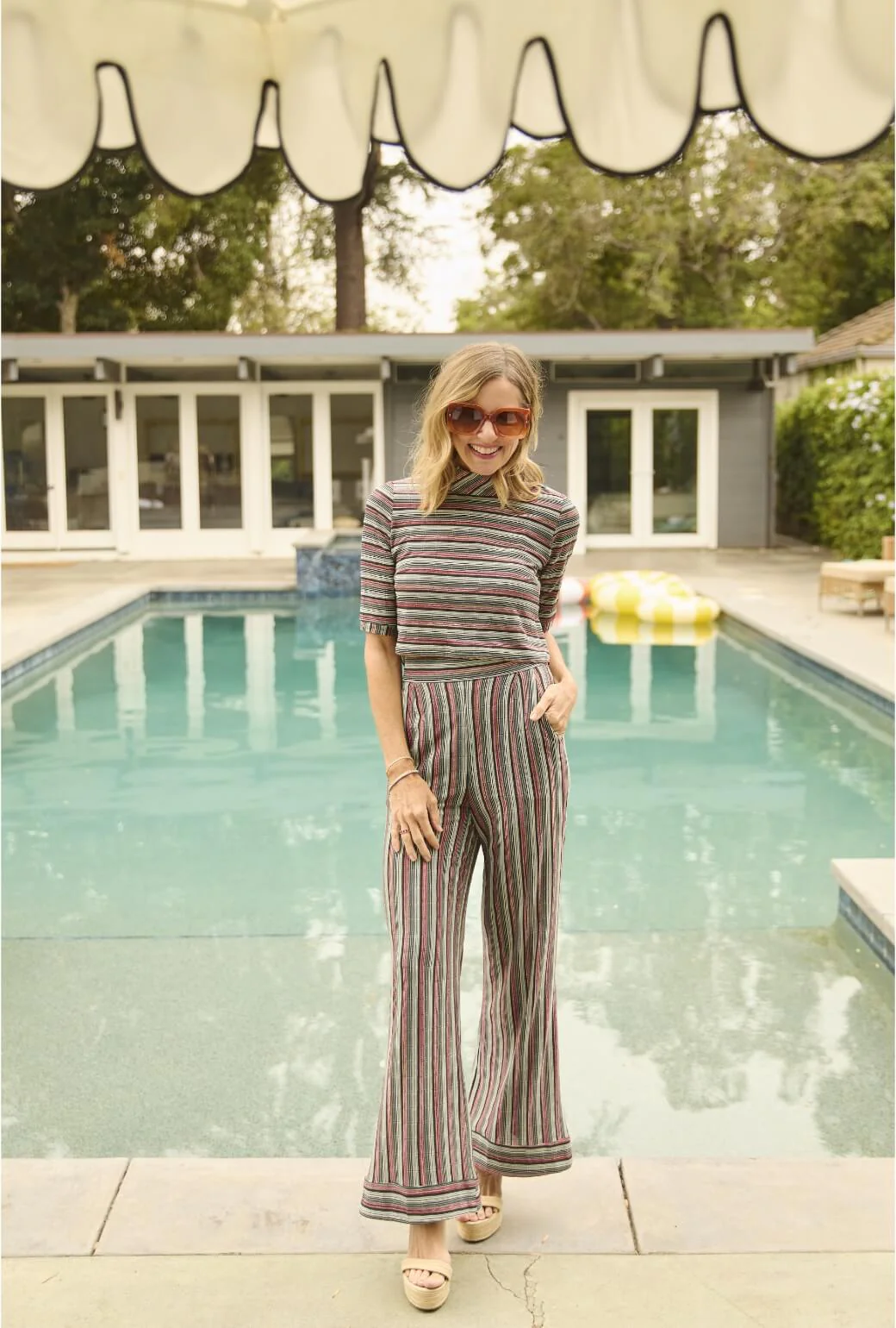 Hepburn High Rise Trousers - 70's Stripe - BURU