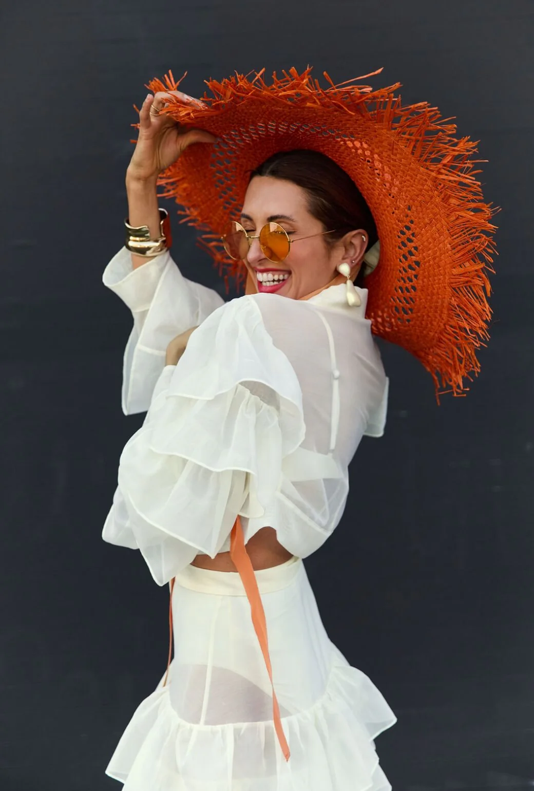 Organic Raffia Hat - Orange - BURU