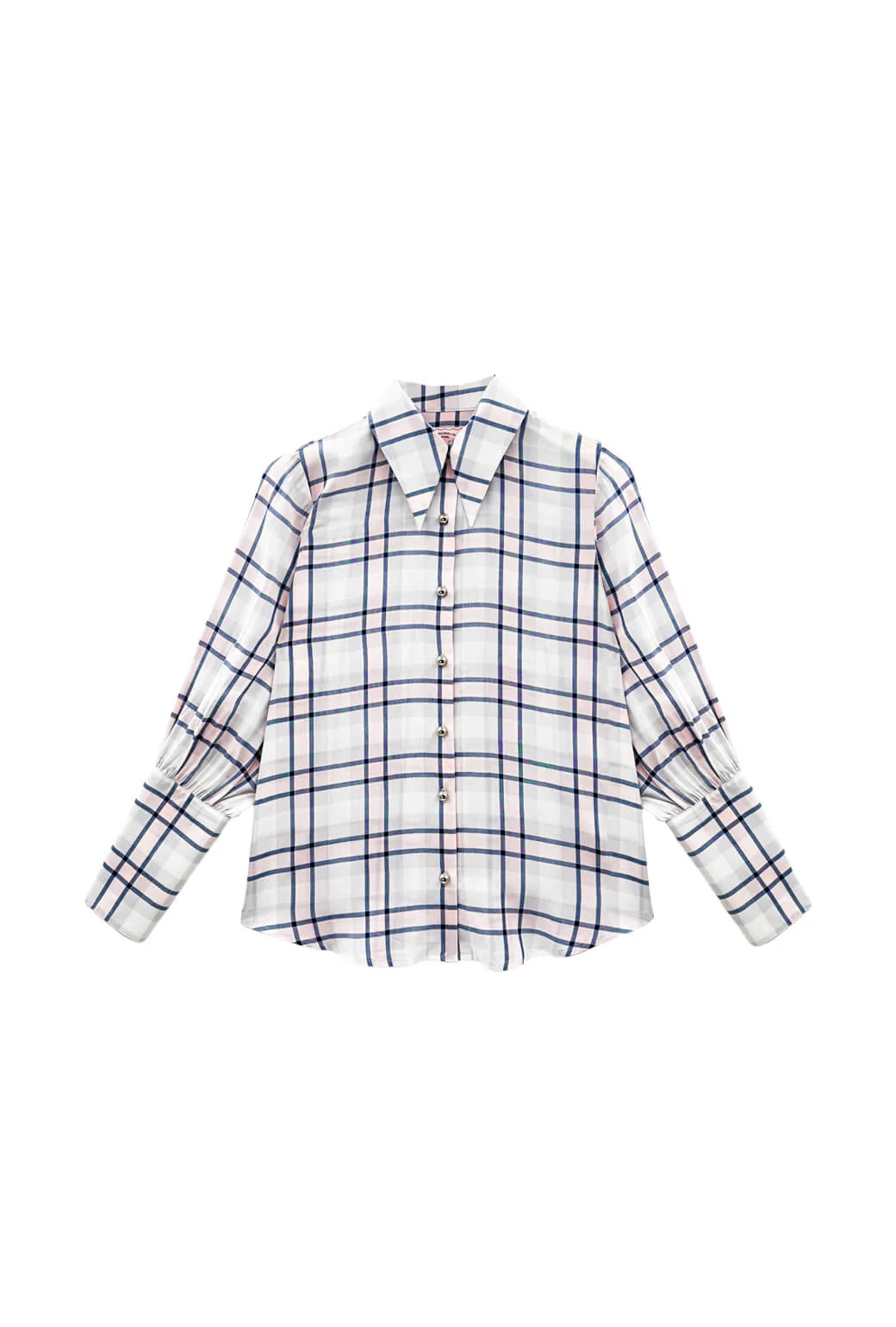 Skipper Blouse - Navy & Blush Plaid - BURU