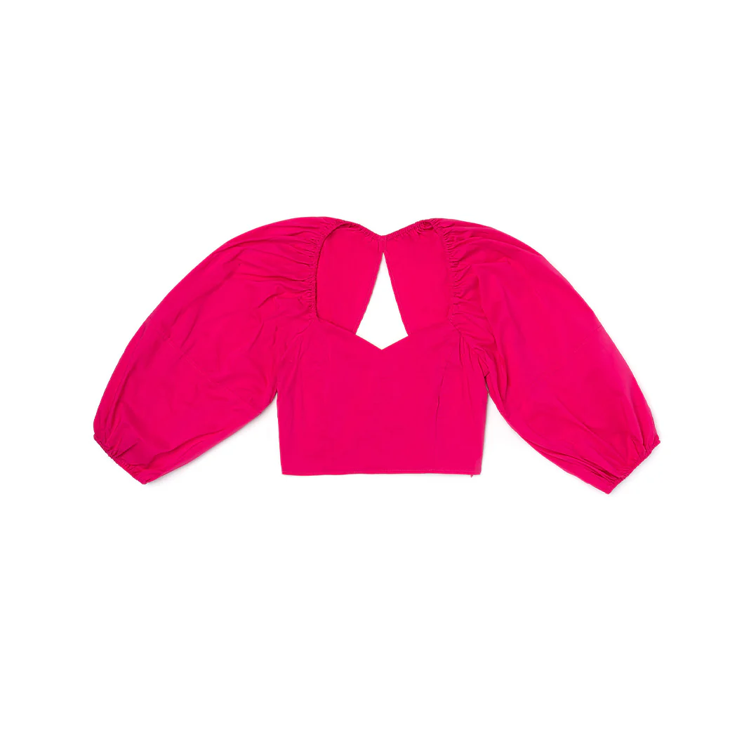 Balloon Sleeve Bustier - Fuchsia - BURU