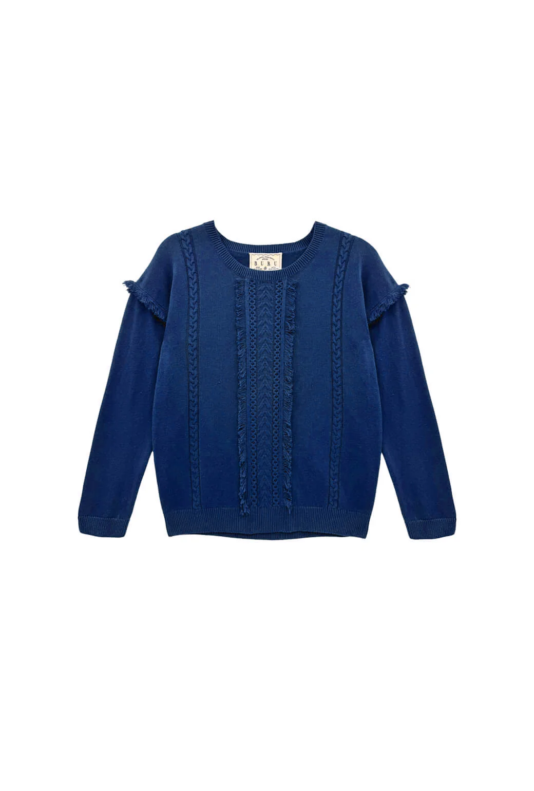 The Olive Fringe Sweater - Navy Blue Knit - BURU
