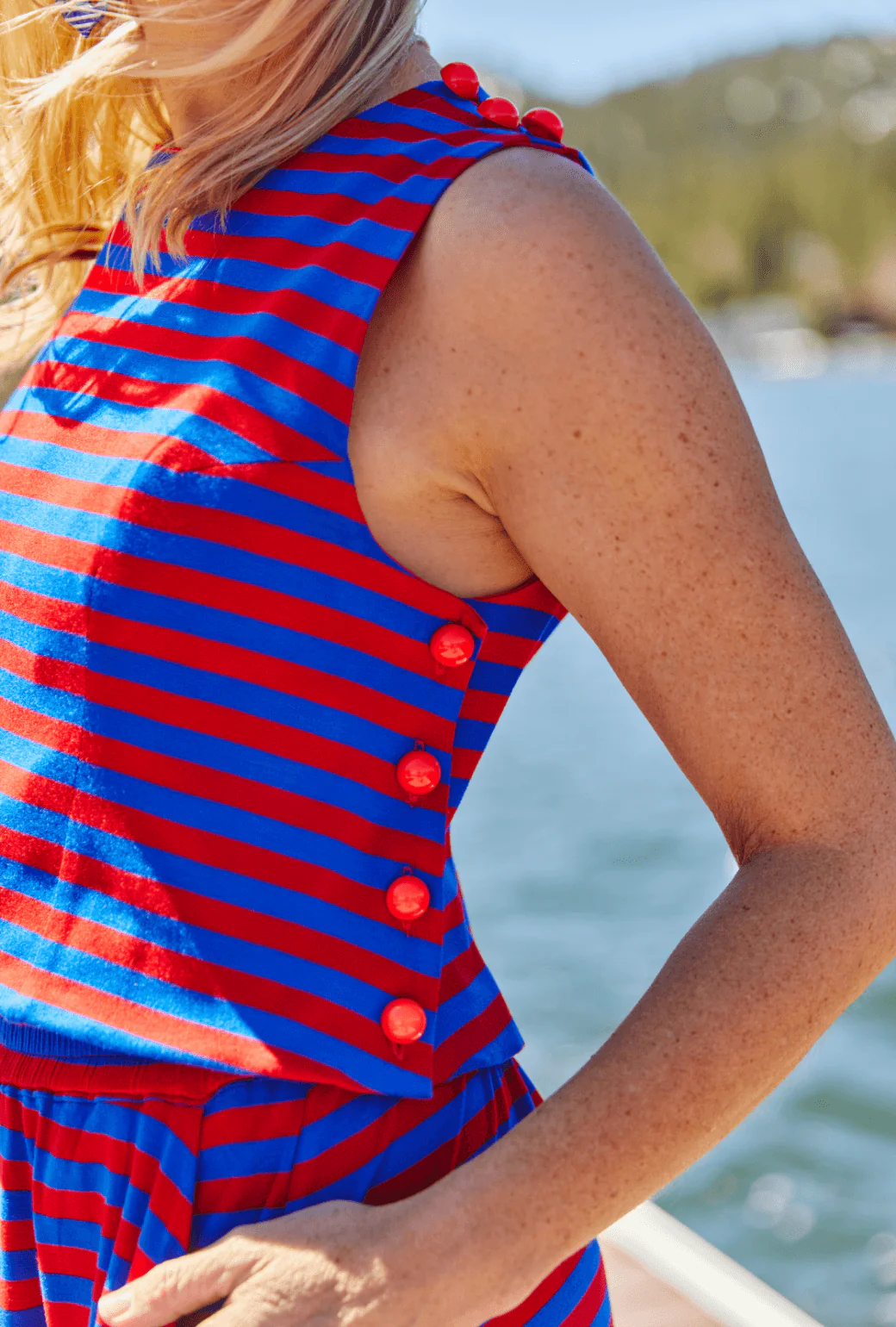 Button Box Top - Red & Blue Stripe - BURU