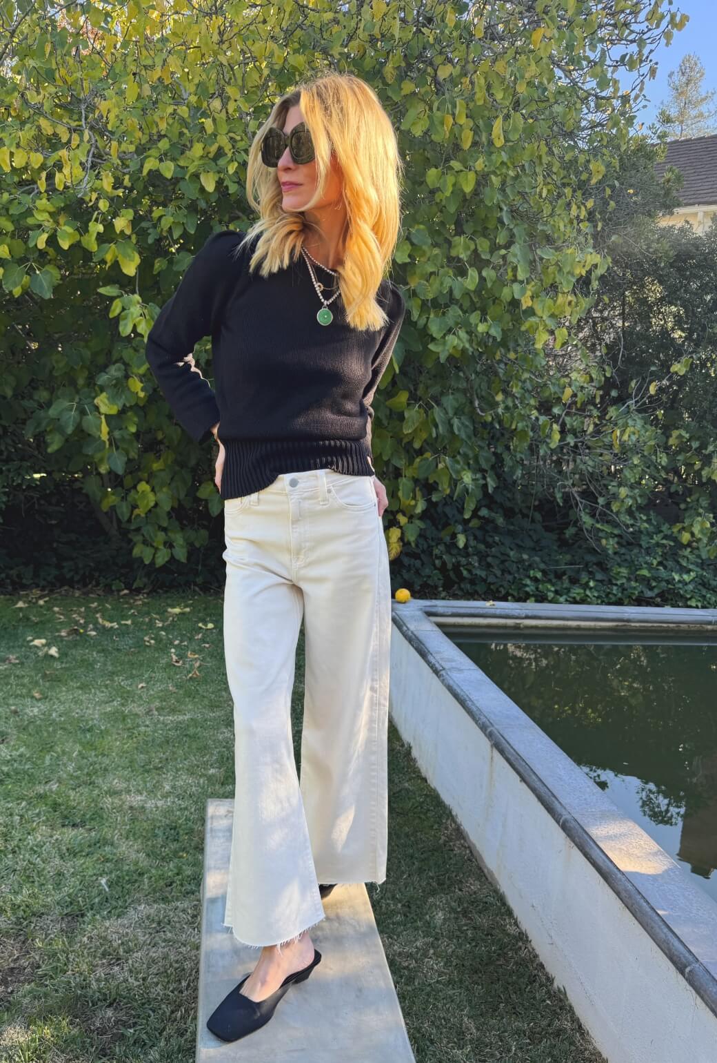 Wide Leg Jeans - Ivory - BURU