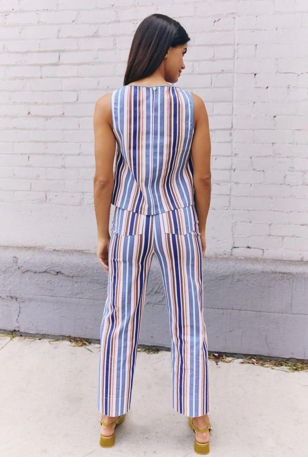 The Farrow Top - Brown Stripe Twill - BURU