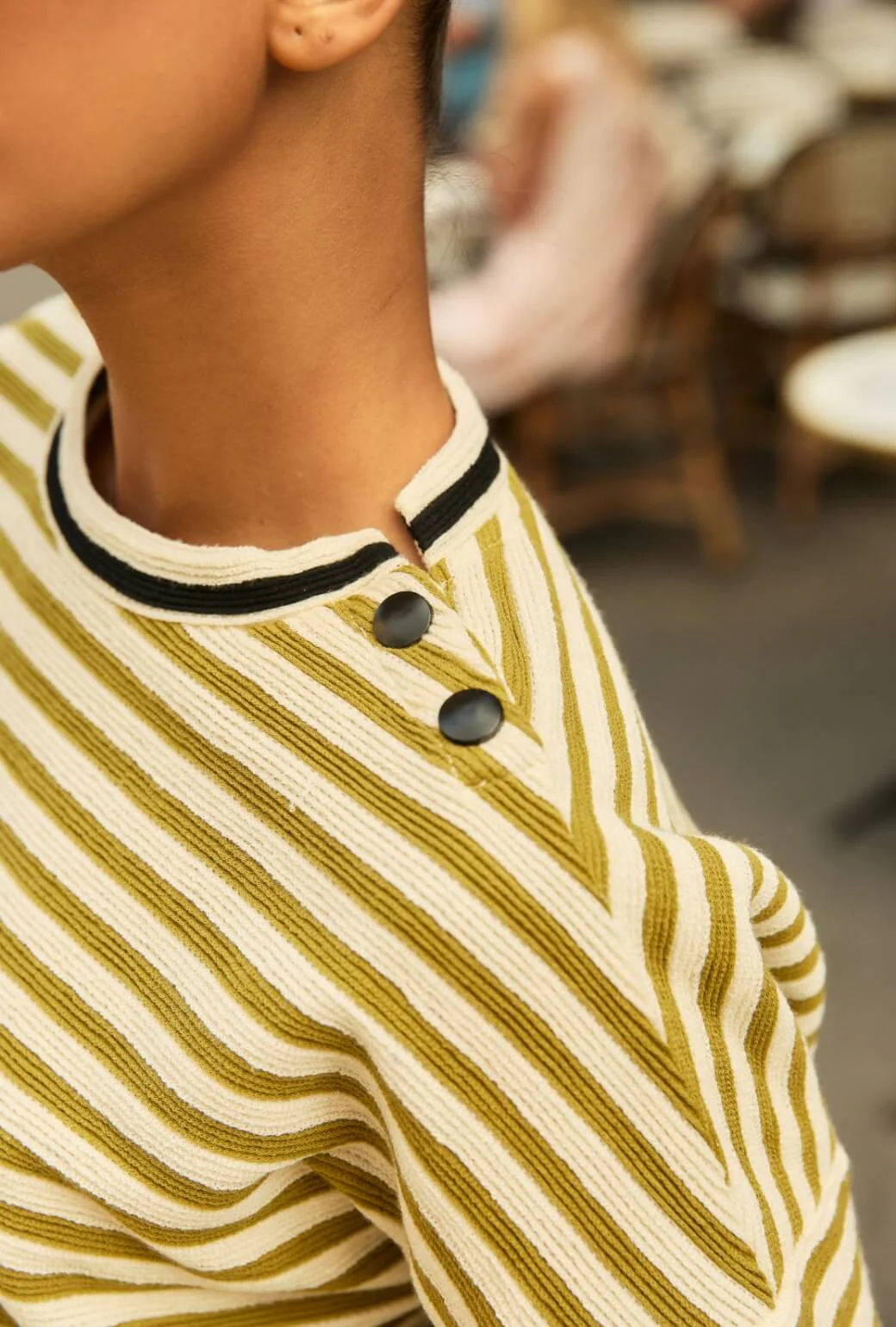 Snappy Pullover - Moss Striped Terry - BURU