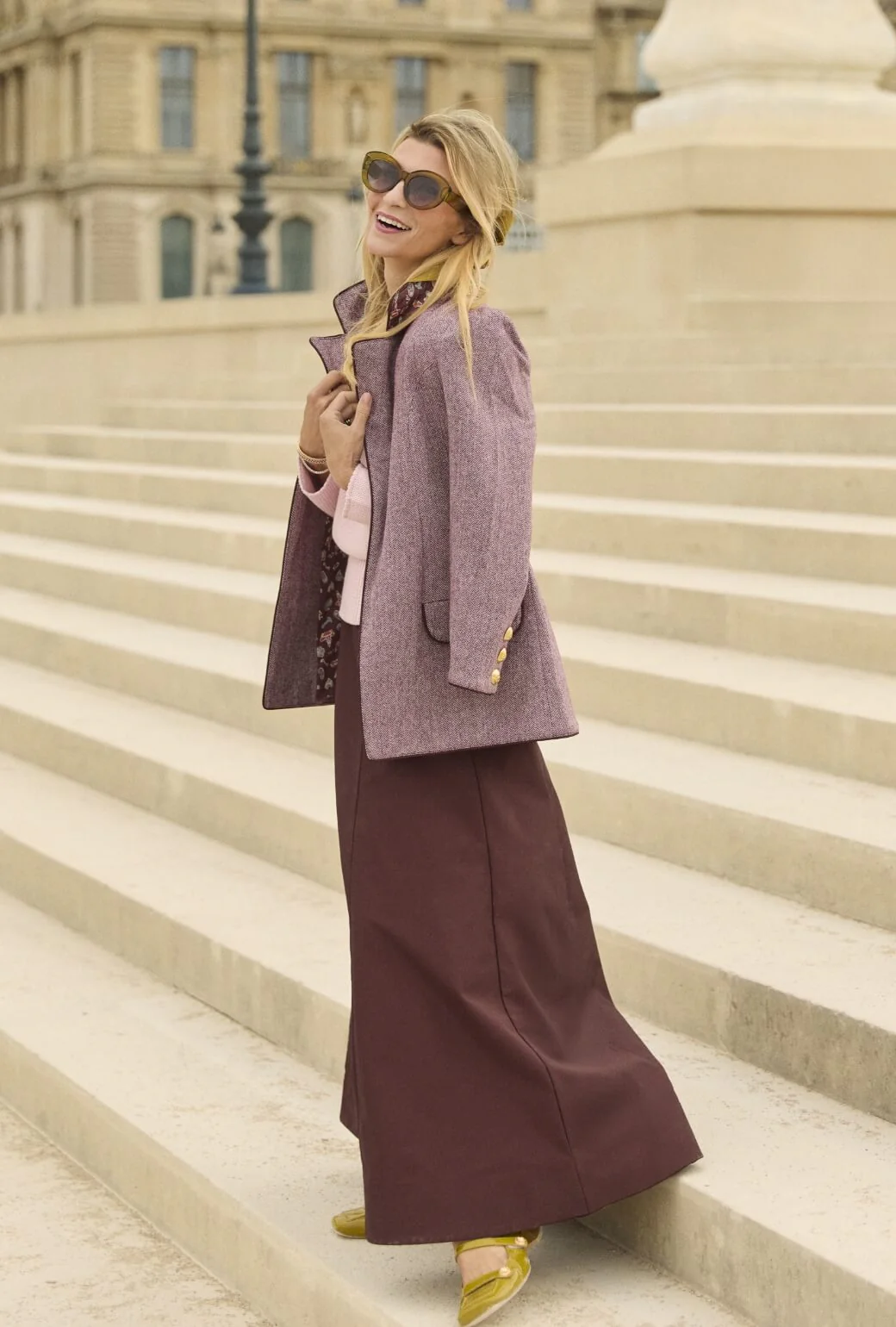 Boyfriend Blazer - Burgundy Herringbone - BURU