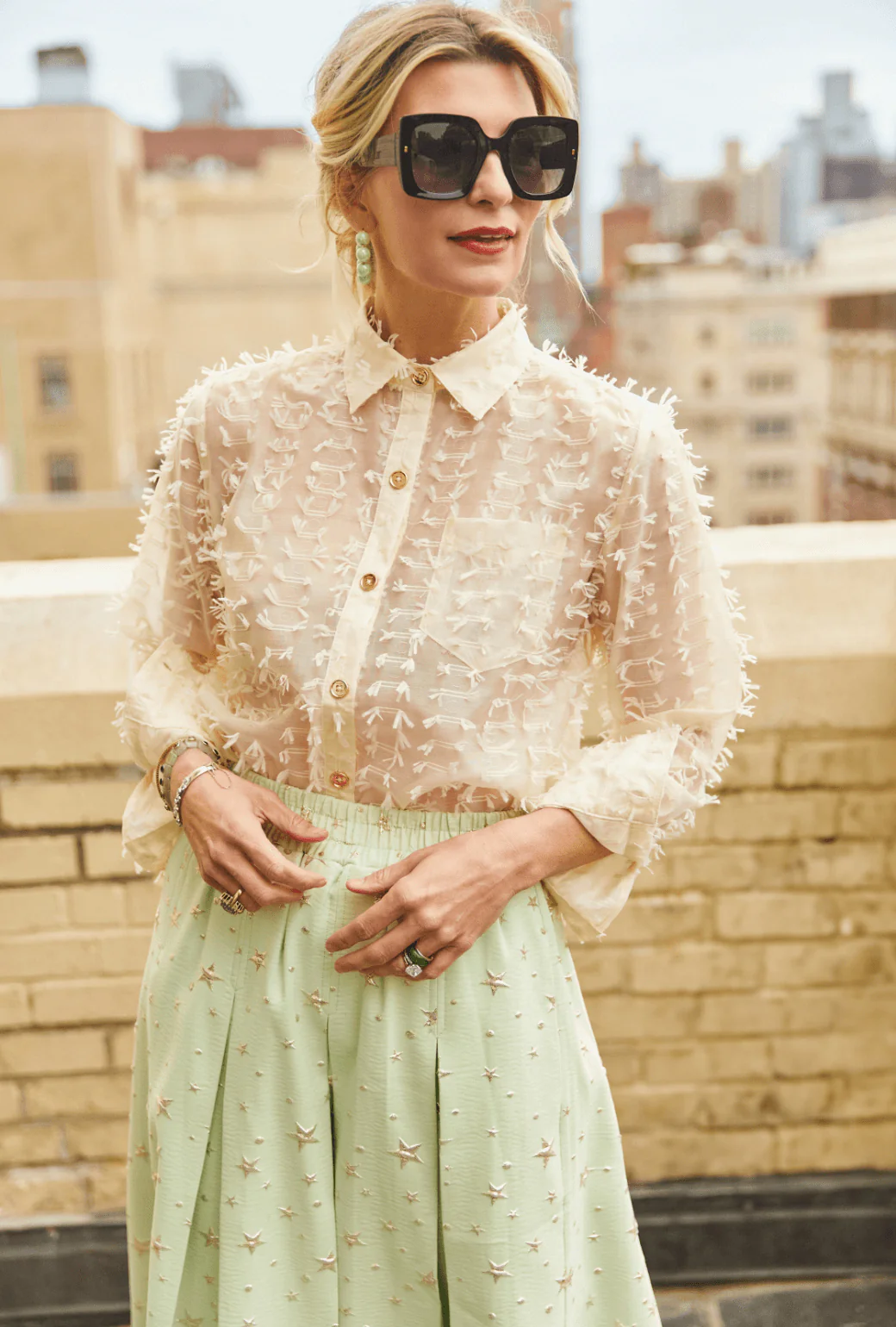 Mel Button Down Shirt - Ivory Bows - BURU