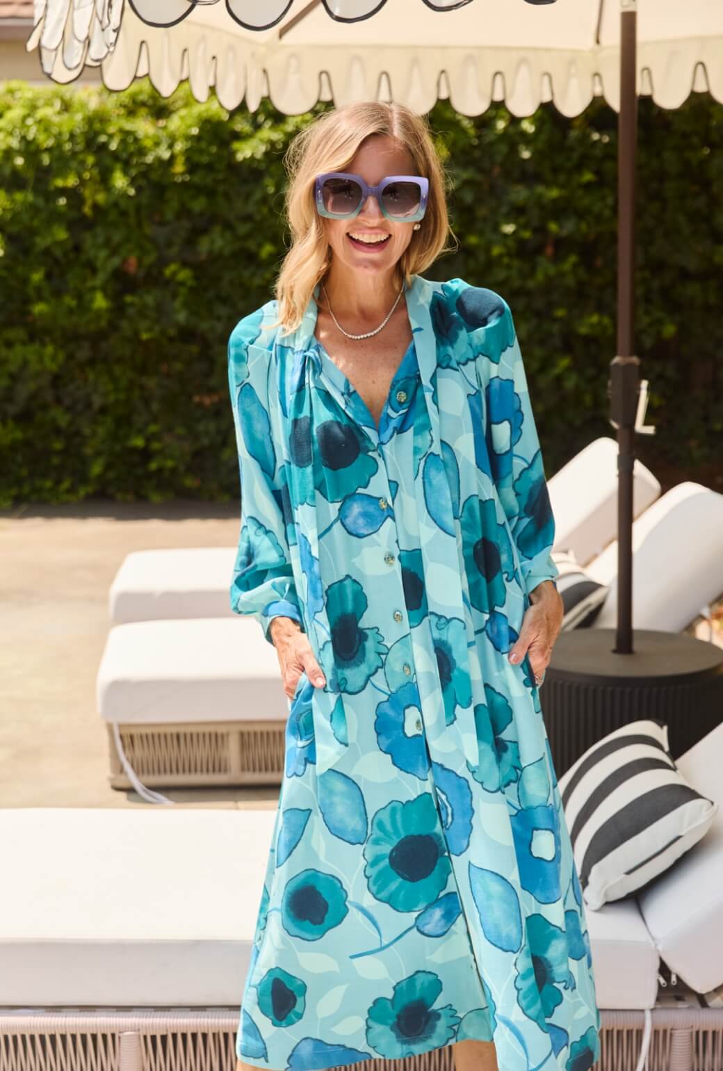 Bow Housecoat - Aquamarine - BURU