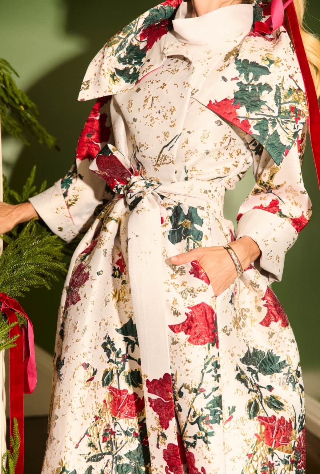 The Belted Grace Coat - Holiday Brocade - BURU