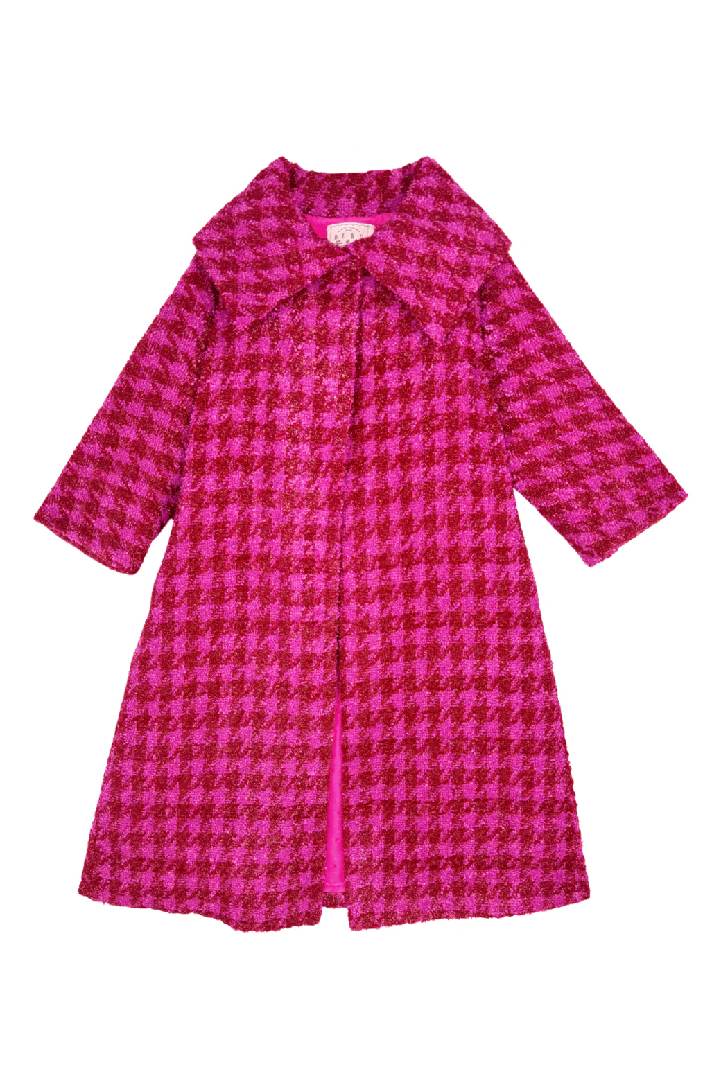 Belted Grace Coat - Pink & Red Tweed - BURU
